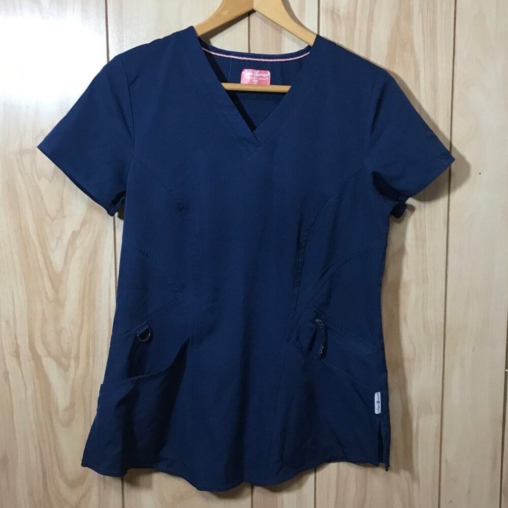 Ava Theresa Navy V-Neck Short Sleeve Scrub Top XS